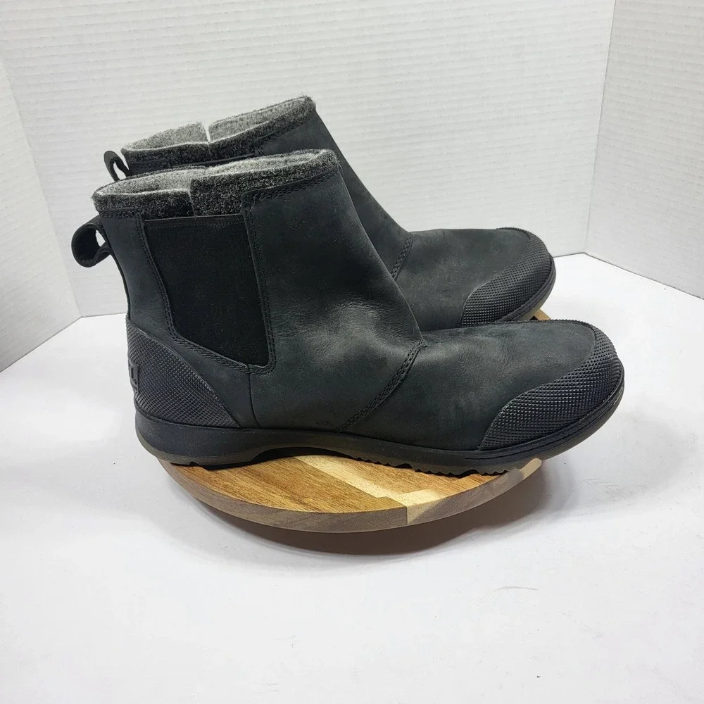Sorel Mens Explorer Blitz Chelsea Boots Black Waterproof Leather Size 9.5 NM4909